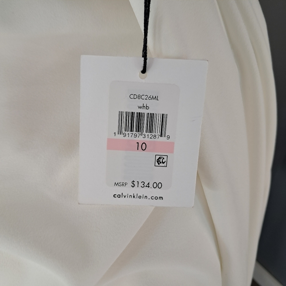 Calvin Klein Women's Sheath Dress White And Black 1/2 Sleeve Size 10 NWT - Picture 10 of 11